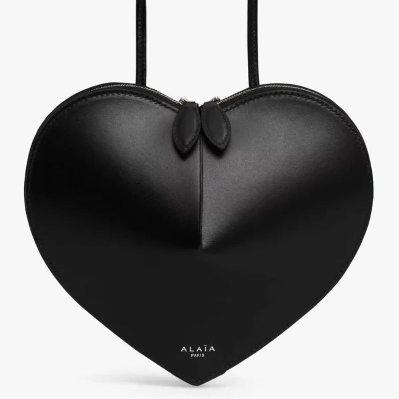 Genuine Leather 3D Heart-Shaped Shoulder Bag – Niche Style Crossbody Underarm Bag for Women