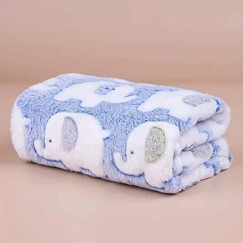 Cartoon Elephant Pet Blanket – Soft Cozy Flannel Throw for Dogs, Cats, Puppies & Kittens, Christmas Gift