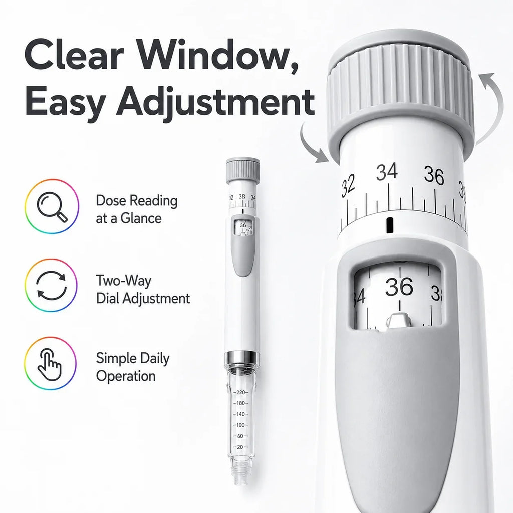 Reusable Insulin Injection Pen – Metal V2 Adjustable 60IU Dose Control with Clear Scale