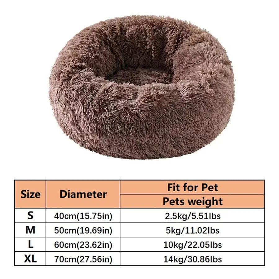 Plush Faux Fur Donut Pet Bed – Warm Calming Round Bed for Small & Medium Dogs & Cats