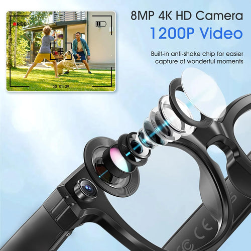 800W Camera AI Smart Glasses — Color-Changing Lenses, AI Translation, HD Video & Waterproof Calling