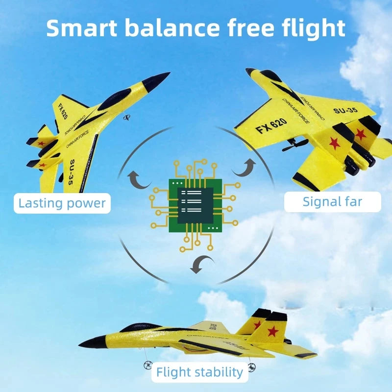 SU35 RC Glider Airplane – 2.4G Remote Control Fighter Plane with LED Lights for Kids