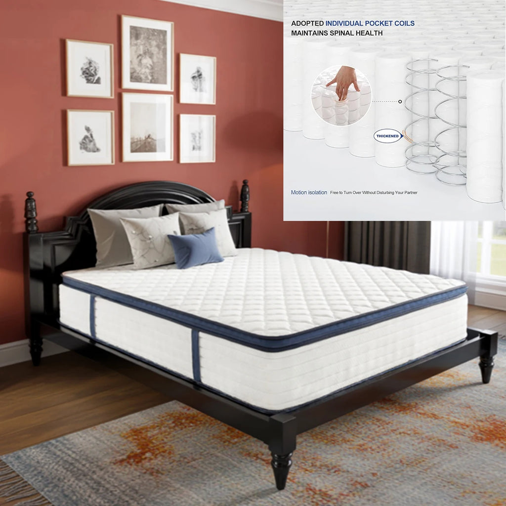 10/12/14 Inch Queen Size Hybrid Mattress — Medium Firm, Pressure Relief, Cool Sleep & Motion Isolation