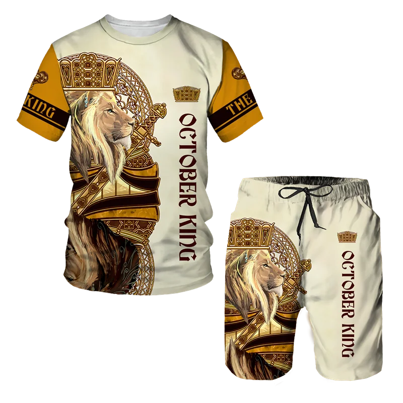 Men's 3D Tiger Print Short Sleeve T-Shirt & Shorts Set – Casual Sportswear