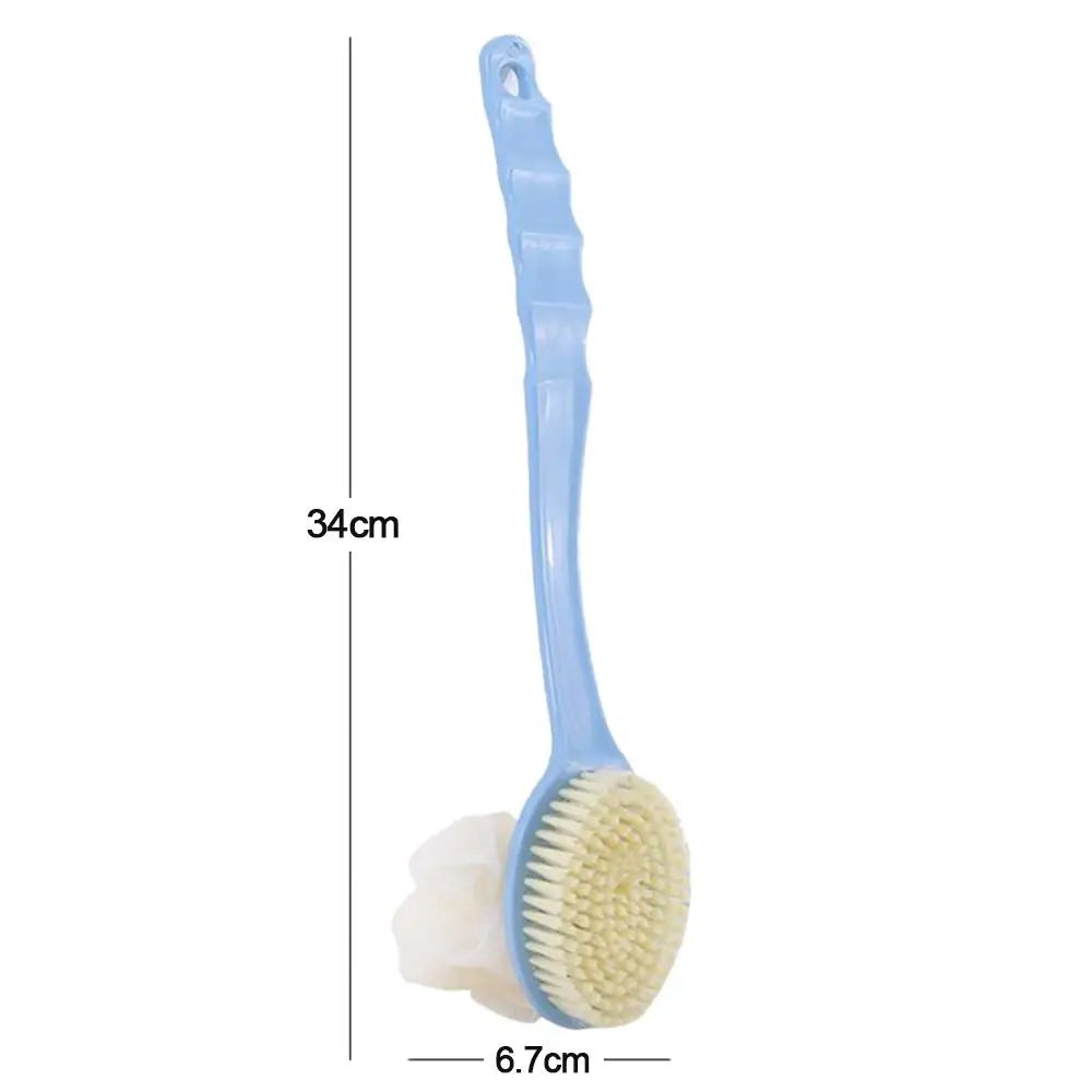 2-in-1 Double-Sided Long Handle Shower Brush – Exfoliating Soft Bristle Body Scrubber