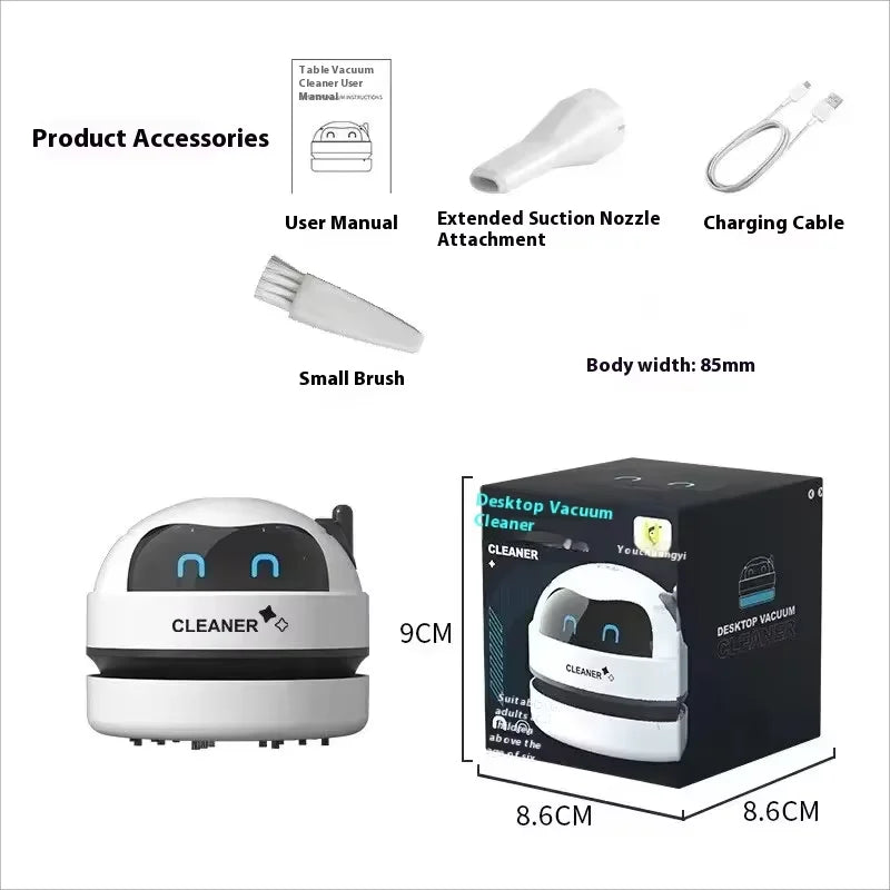 Desktop Mini Vacuum Cleaner — Rechargeable Keyboard & Desk Dust Extractor