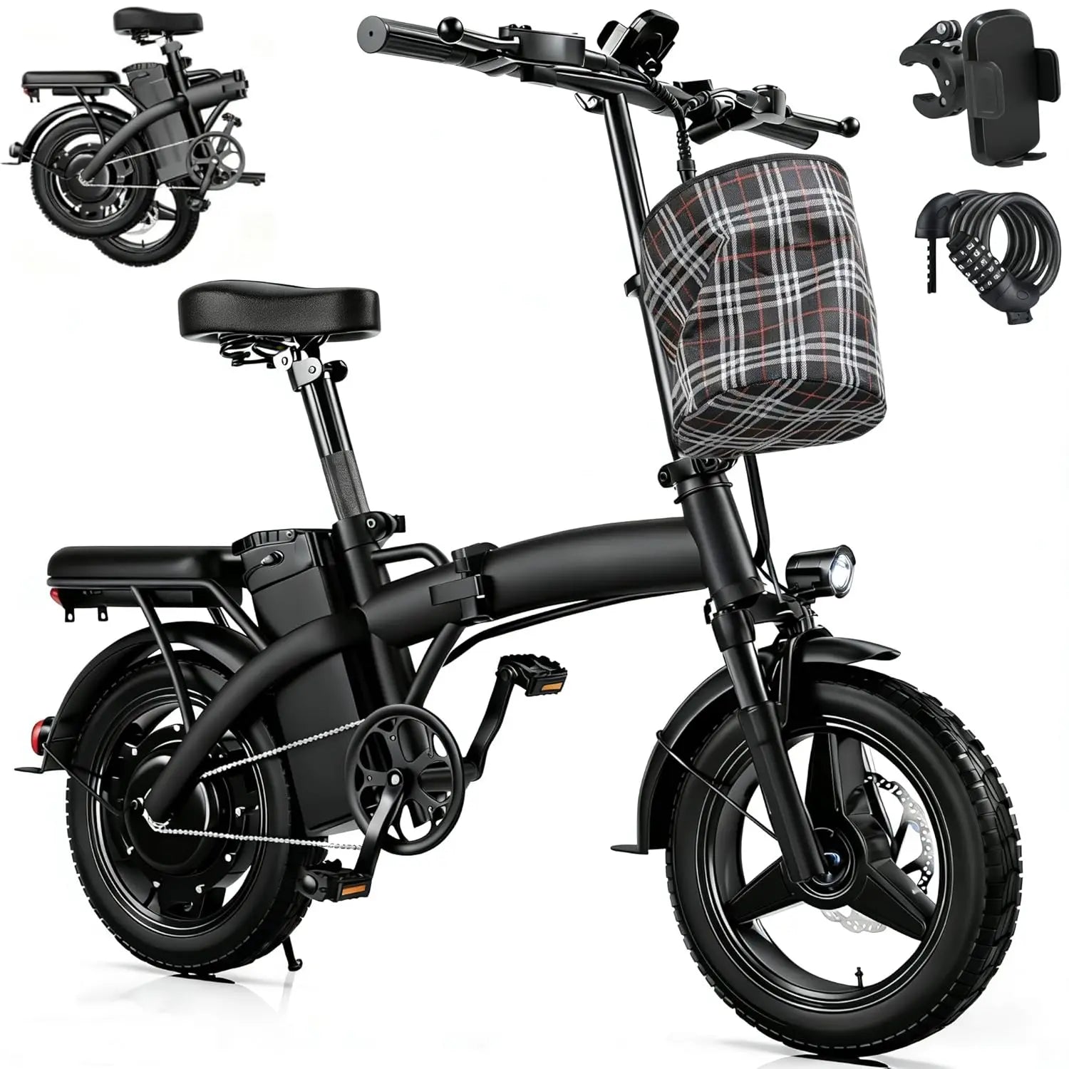 550W Folding Electric Bike — 48V 25MPH 35-Mile Range
