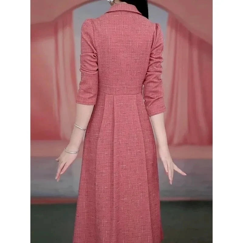Western-style Women's Dress 2026 Spring Autumn Female Fashion New Temperament Long-sleeved Dresses Korean Shrinking Slim Dress.