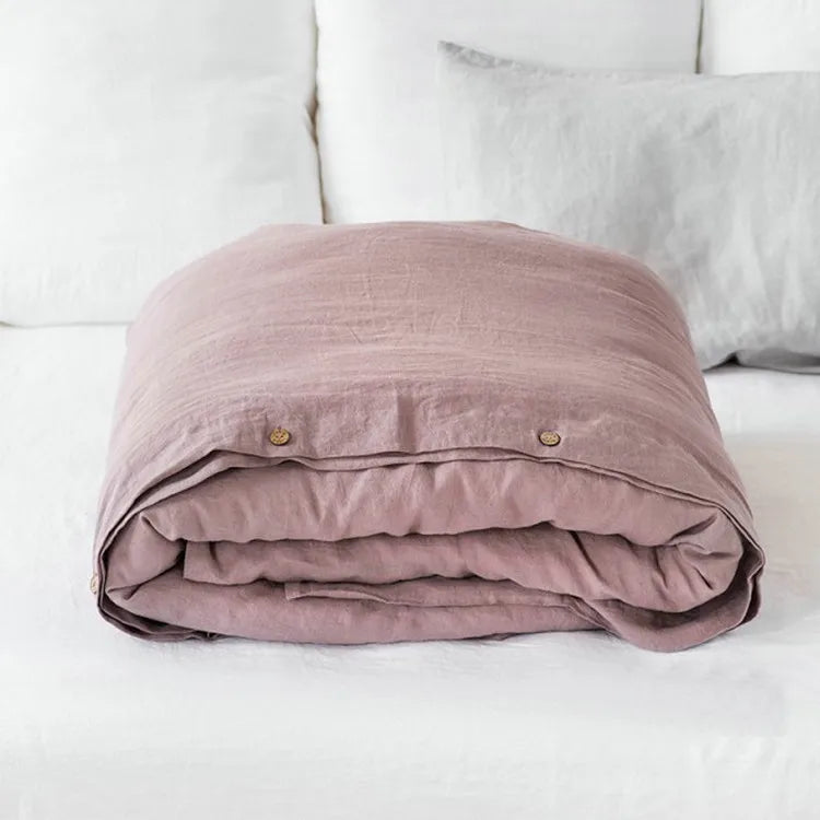 100% French Linen Duvet Cover – Natural Soft Quilt Cover, Queen & King, Breathable Bedding