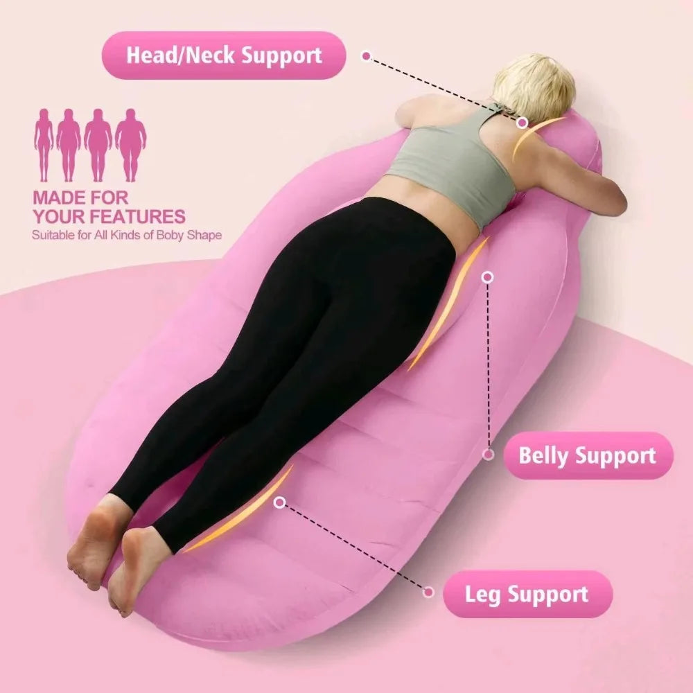 Inflatable Maternity Bed – Foldable Adjustable Firmness Pregnancy Sleeping Mat with Air Pump