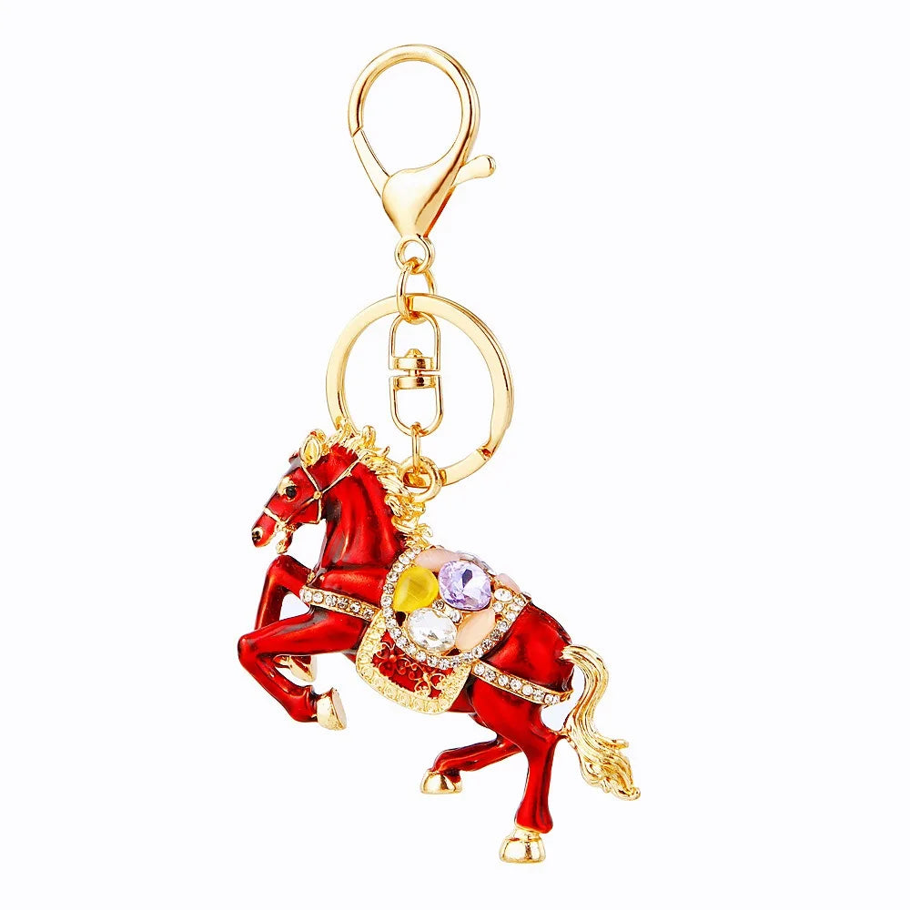 Cute Metal Horse Keychain – Zinc Alloy Bag Pendant Key Ring Gift for Women & Men