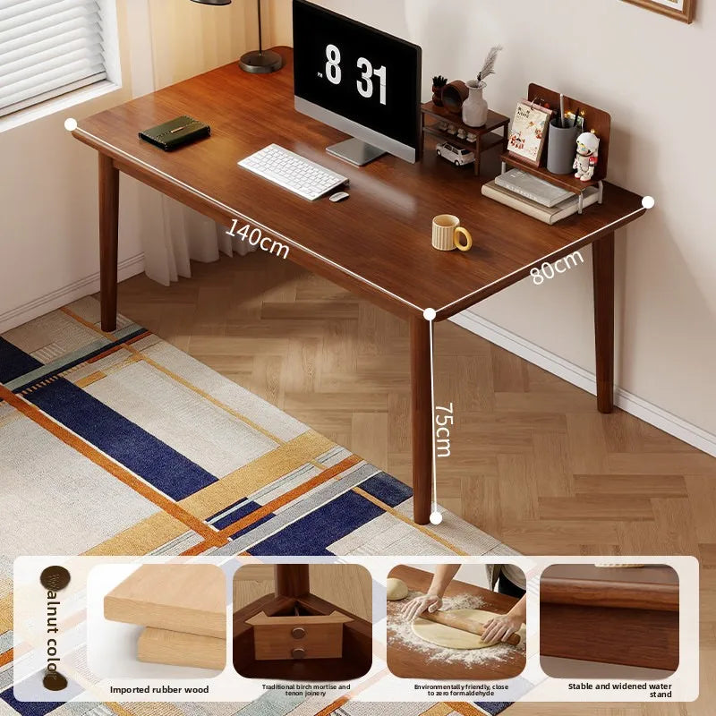 All Solid Wood Desk — L-Shape Pine Computer Desk with Bookshelf | Wall-Mounted Study Table