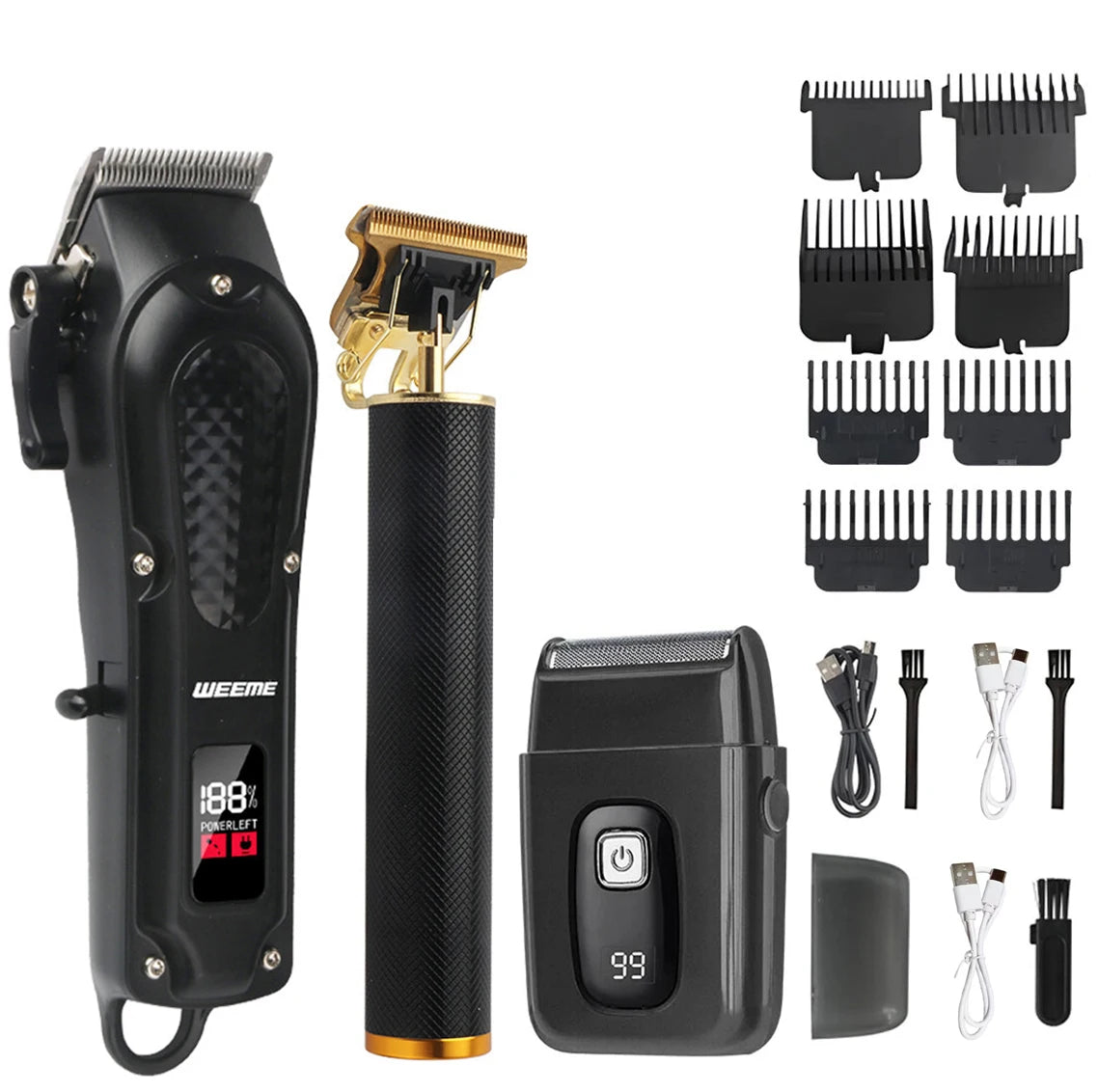 T9 Vintage Men's Electric Hair Clipper & Beard Trimmer – Rechargeable, Wet/Dry, Nose Trimmer Kit