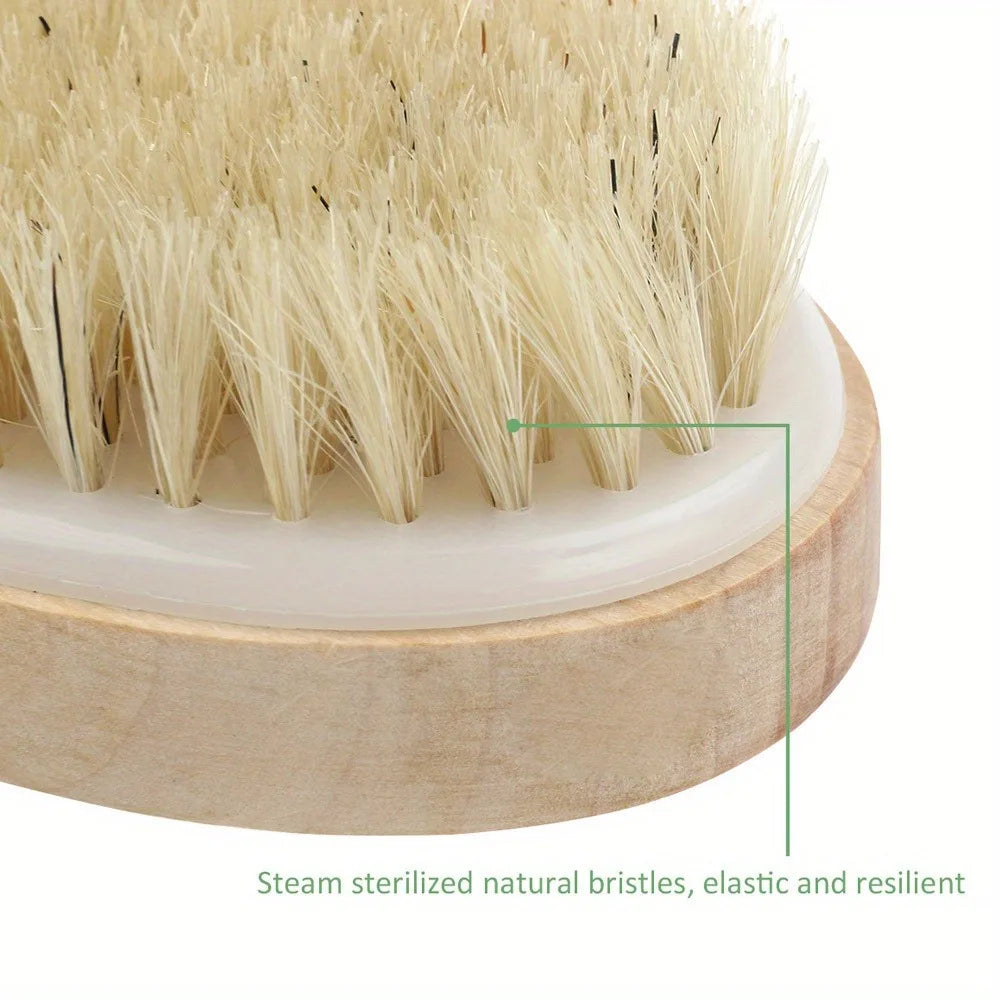 Natural Bristle Body Spa Brush – Wet & Dry Skin Soft Bath Massager