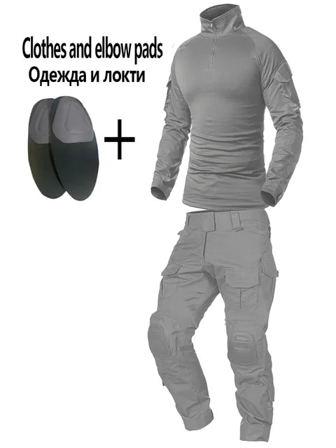 Men's Multicam Tactical Uniform Set – Combat Shirt & Cargo Pants for Airsoft & Hunting