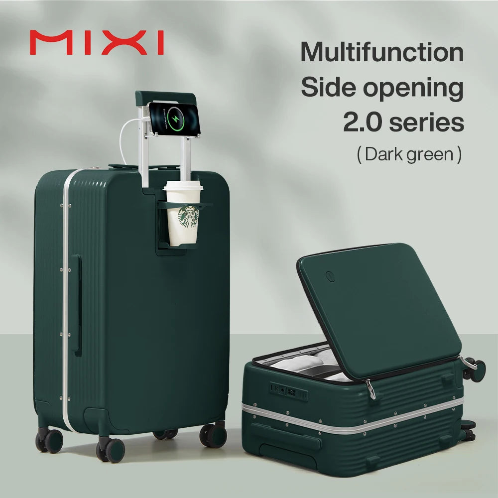 Mixi Aluminum Frame Luggage – USB, Cup & Phone Holder