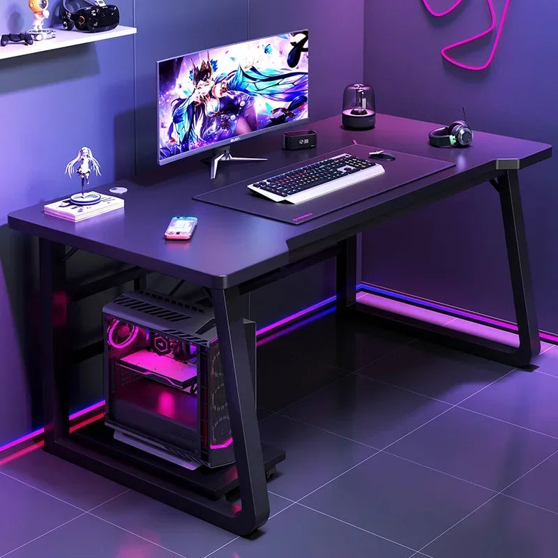 Ergonomic Gaming & Computer Desk — Oak Wood Workstation with Cabinet Storage