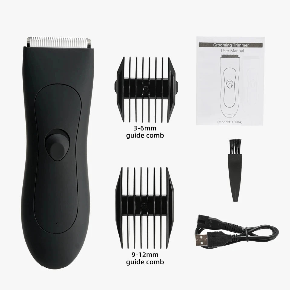 Full Body Hair Trimmer – Waterproof, Ceramic & Steel Blades, Bikini & Groin Safe, USB Rechargeable
