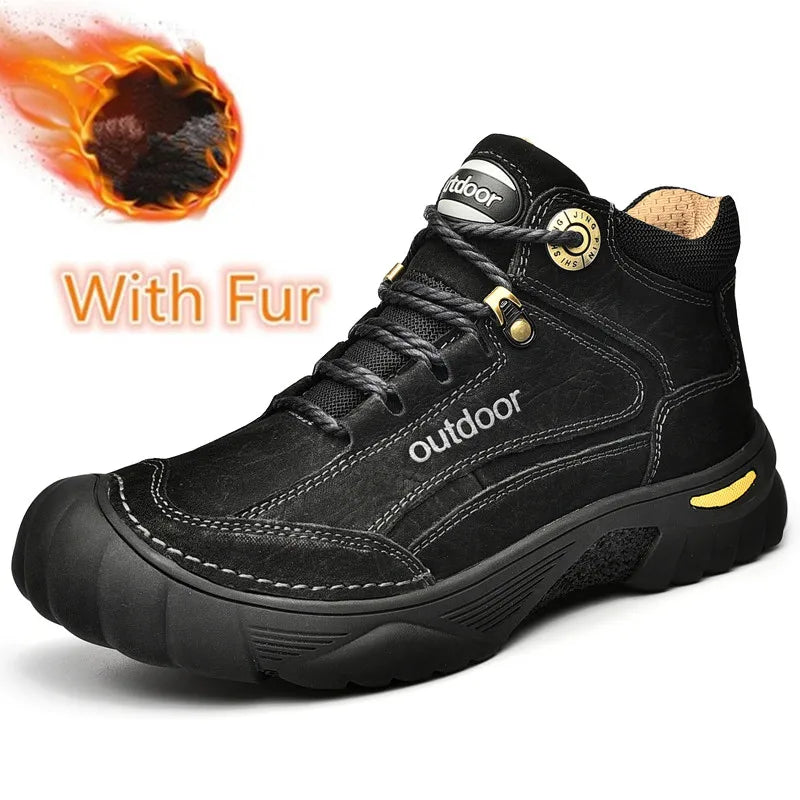 Men's Cow Leather Lace-Up Ankle Boots