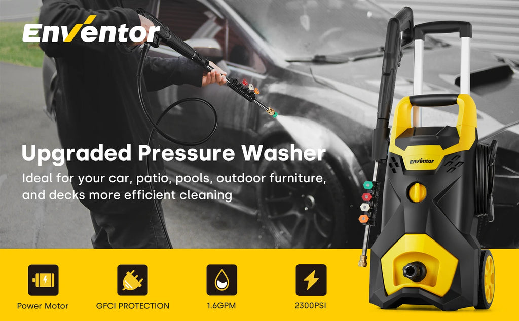 Electric Pressure Washer – Enventor 120V, Four Nozzles