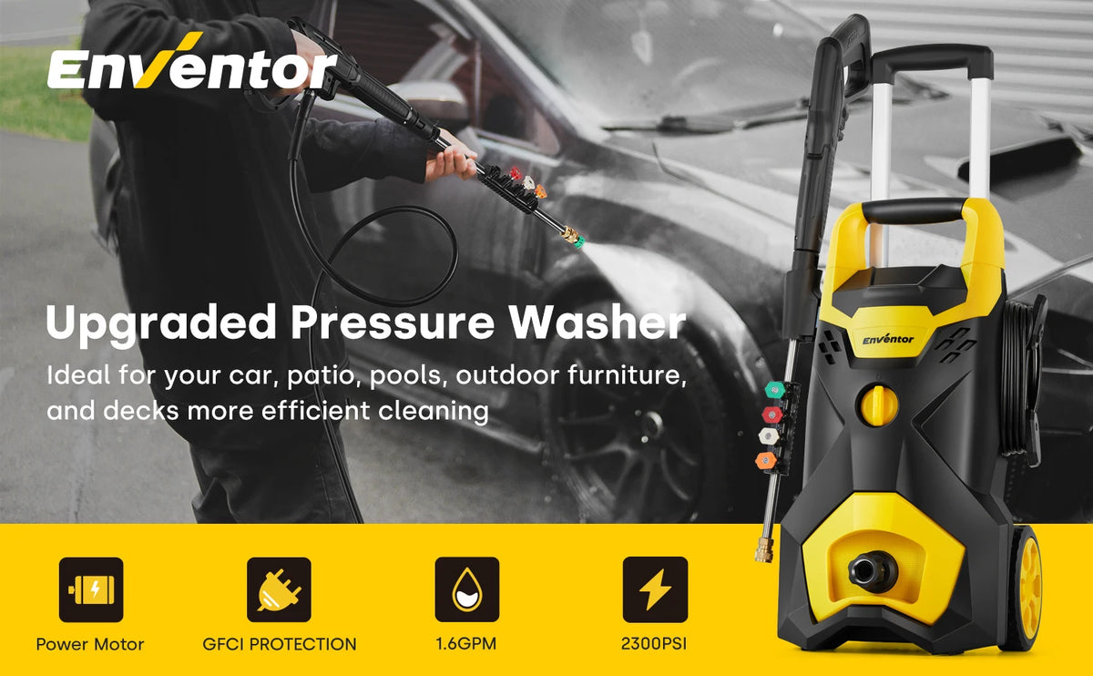 Electric Pressure Washer – Enventor 120V, Four Nozzles