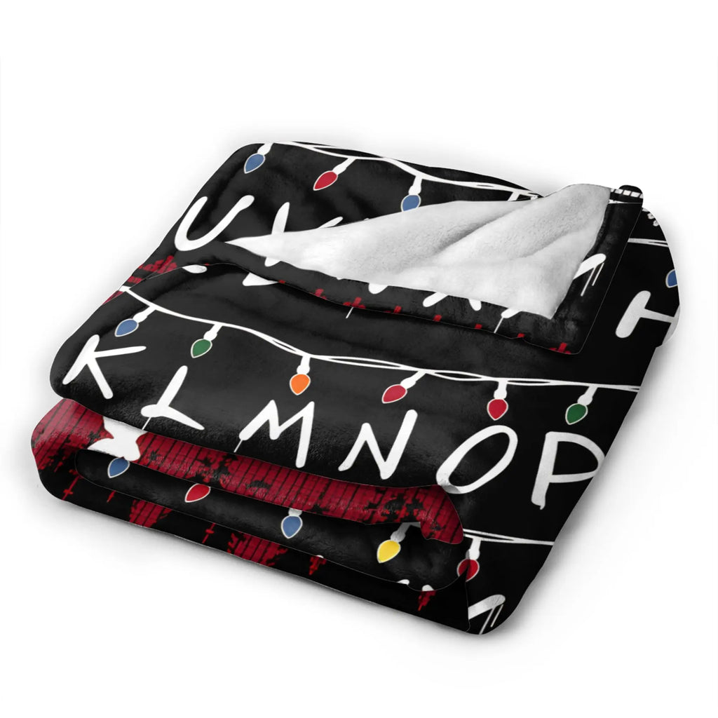 Stranger Things Alphabet Lights Flannel Throw Blanket – Soft, Anti-Pilling, 4 Sizes