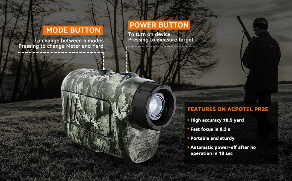 MiLESEEY PF2E Laser Rangefinder — 600m, 7° Field of View, BOW Mode, Rain & Fog Mode, Hunting