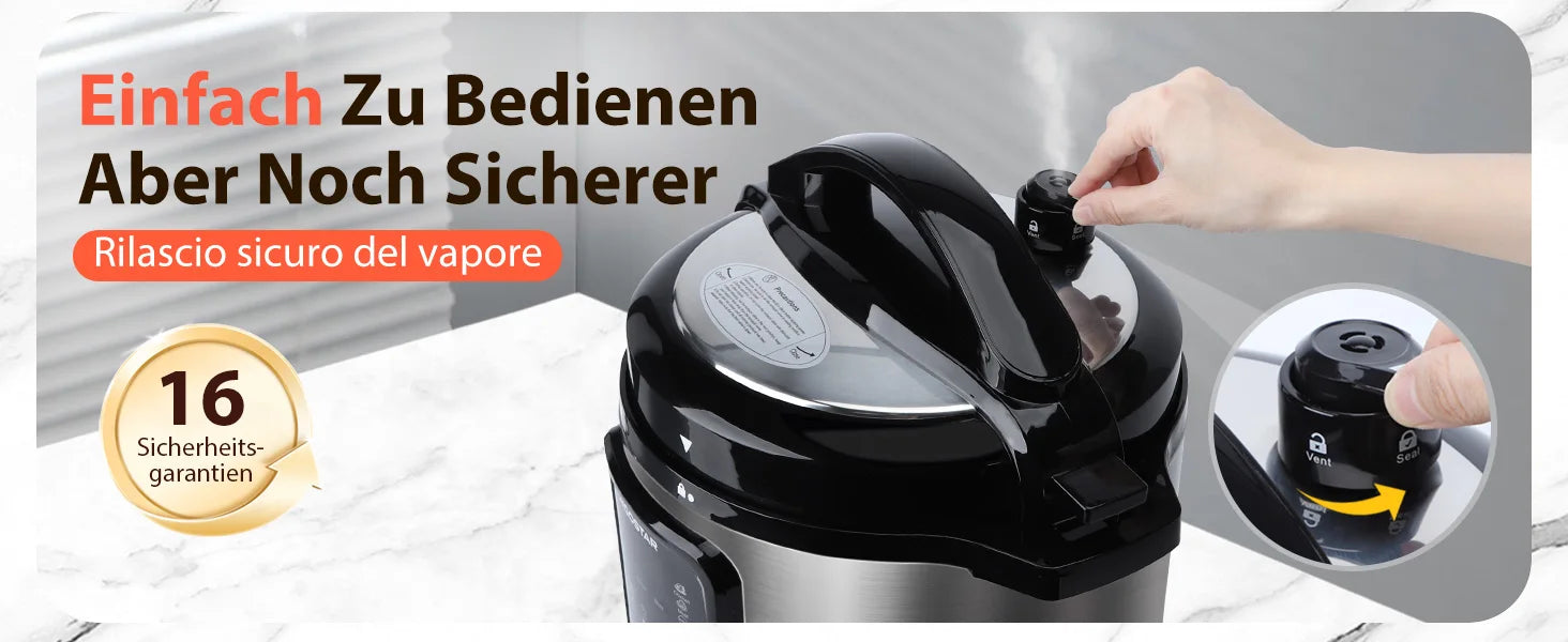 Aigostar 6L 18-in-1 Electric Pressure Cooker – Non-Stick, Keep Warm, Digital Touchscreen, 1000W