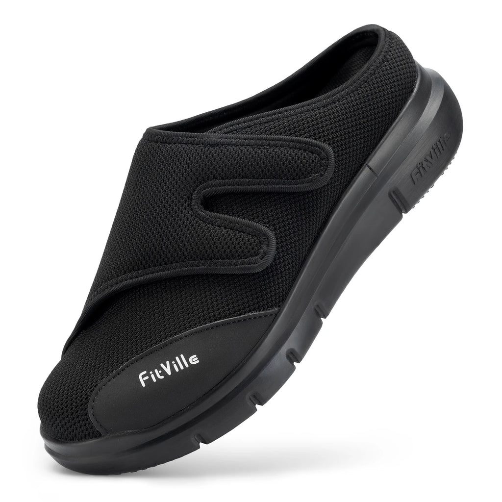 Men's Extra Wide Diabetic Half Slippers – Adjustable Lightweight for Swollen Feet & Plantar Fasciitis