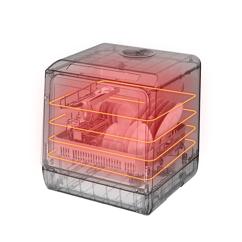 BlitzHome BH-CDW1 Smart Portable Countertop Dishwasher – APP Control, 4-6 Sets, Dual Water Inlet