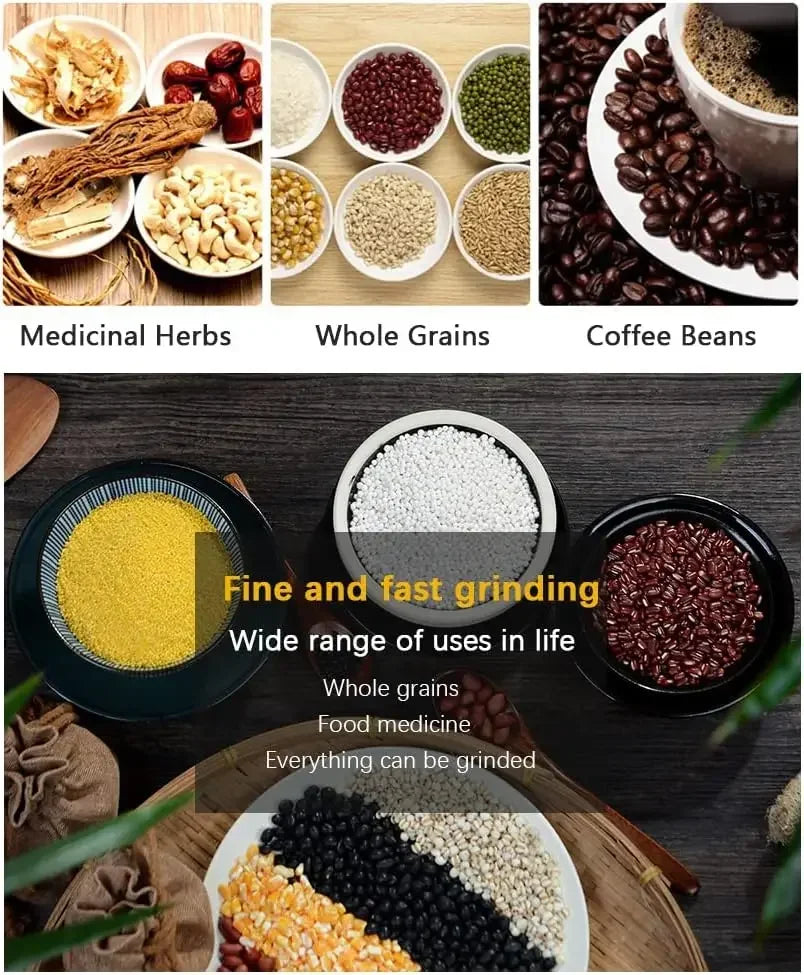 4-Blade Electric Coffee & Grain Grinder — Multifunctional Nut, Bean & Spice Blender