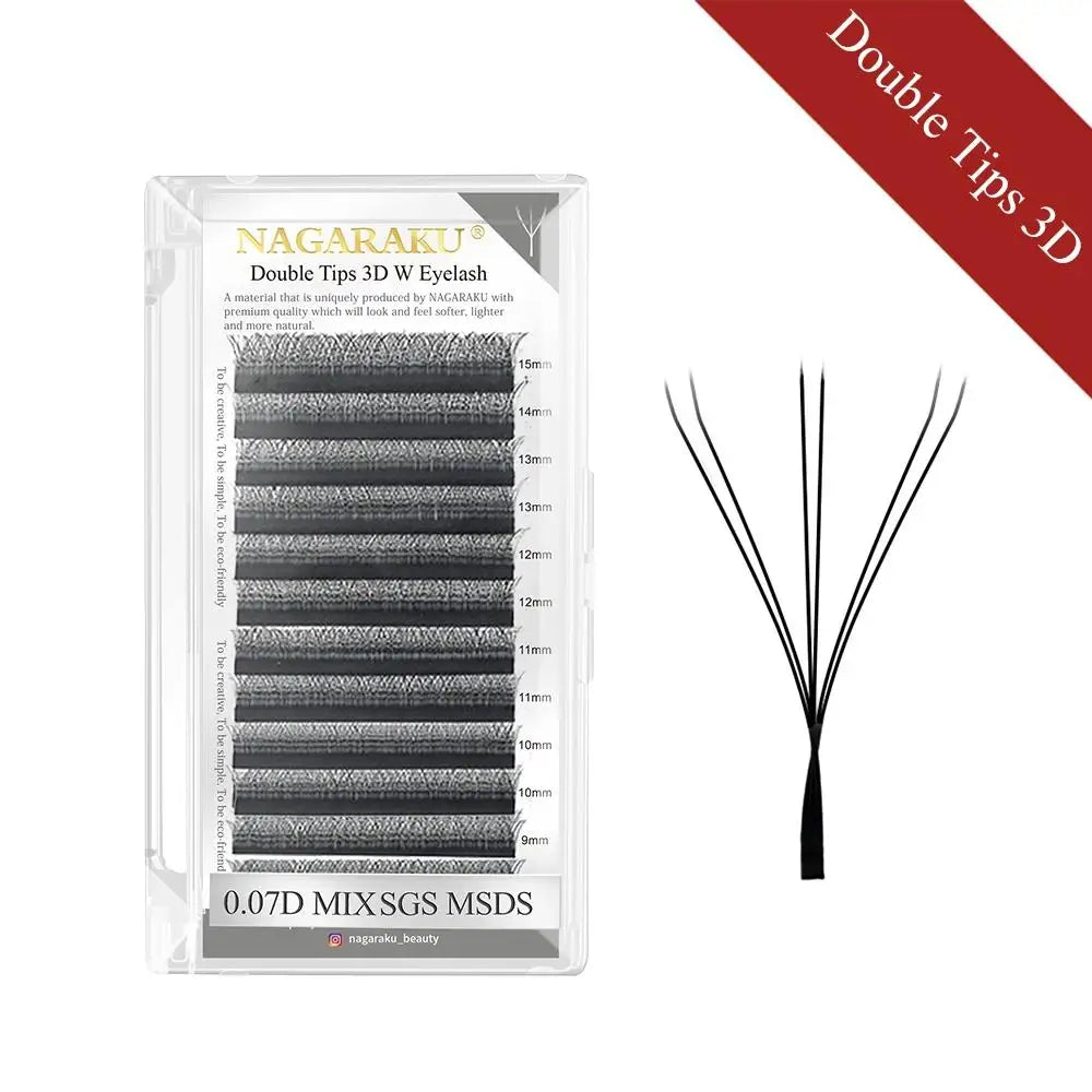 Salon-Perfect Lashes. Every Time. — NAGARAKU W Shape Premade Fan Eyelash Extensions | 3D 4D 5D, C & D Curl, 0.07mm, 8–15mm, Natural Soft Light
