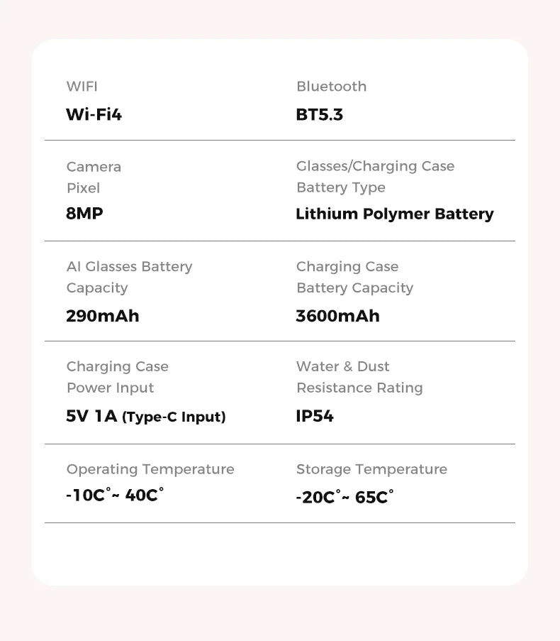 2026 AI Smart Glasses – 4K Camera, 120+ Language Translation, 3600mAh Power Bank, Bluetooth 5.3
