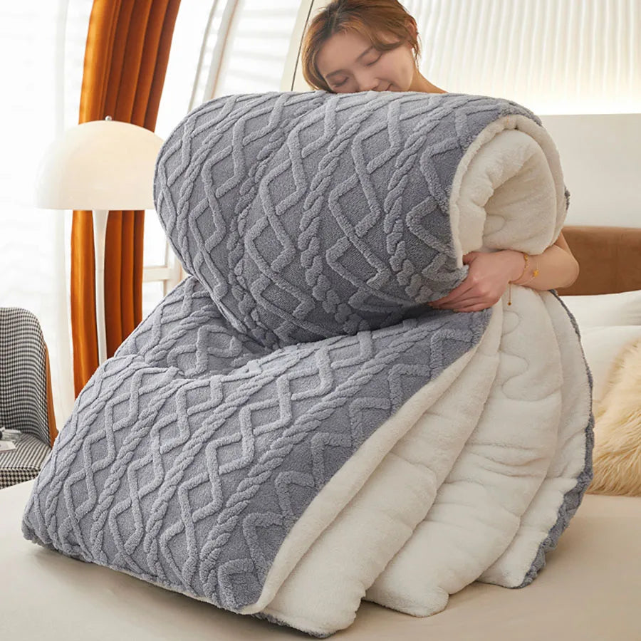 Thick Fleece Bed Blanket – Faux Lamb Plush Comfort