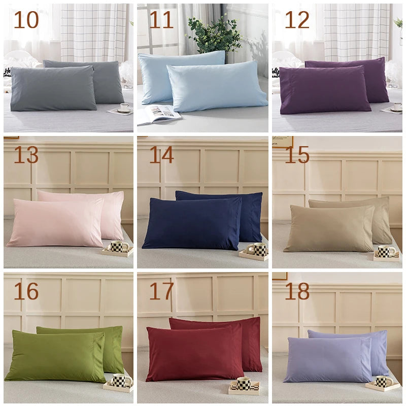 Luxurious Solid Color Pillowcase 2-Pack – Soft Hypoallergenic Pillow Cover, Black, Grey & Pink