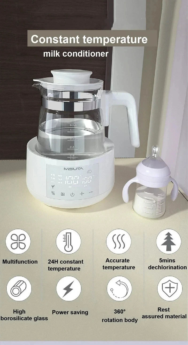 Smart Milk Warmer & Electric Kettle 1200ml — Constant Temperature Baby Bottle Warmer
