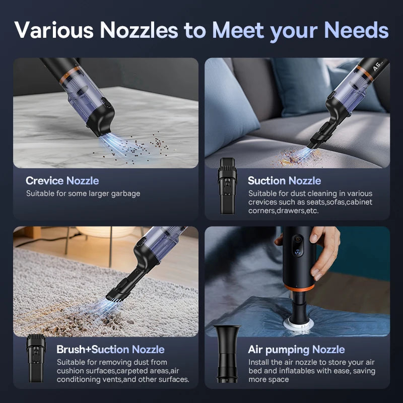Baseus A5 Air 2-in-1 Wireless Car Vacuum Cleaner – Powerful Handheld Strong Suction Portable