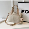 Multi-Pocket Canvas Tote Shoulder Bag – Large Capacity Commuter Shopping Handbag for Women