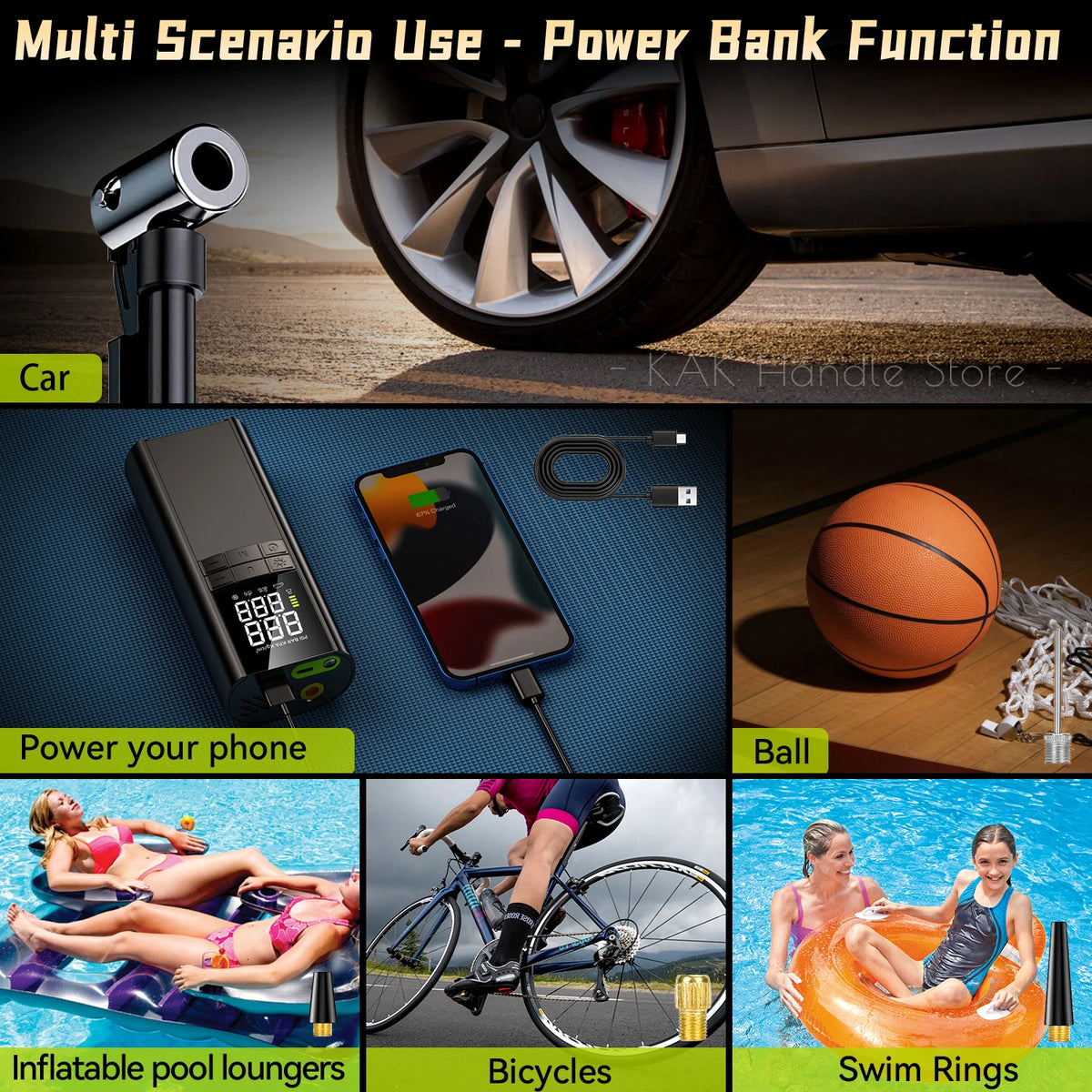 Cordless Tire Inflator with Digital Gauge, 8000mAh