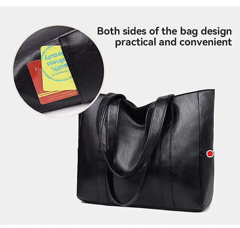 Vintage Large Capacity Shoulder Bag – Plain Commuter Handbag for Women