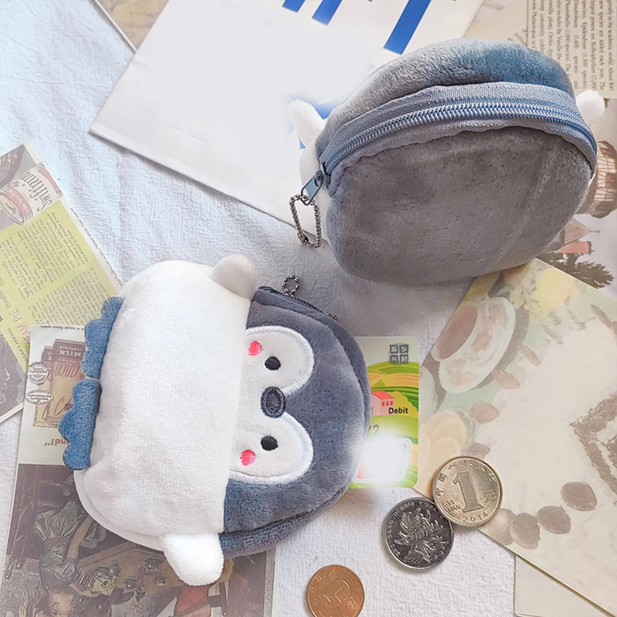Cute Plush Penguin Coin Purse – Mini Zipper Pouch Keychain for Lipstick, Keys & Money
