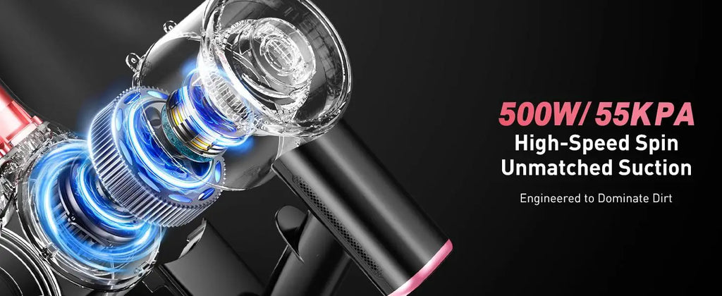 Cordless Vacuum Cleaner — 55Kpa / 500W / 45-Min Runtime, 10-in-1 Powerful Stick Vacuum for Home, Pet Hair, Hard Floor & Carpet