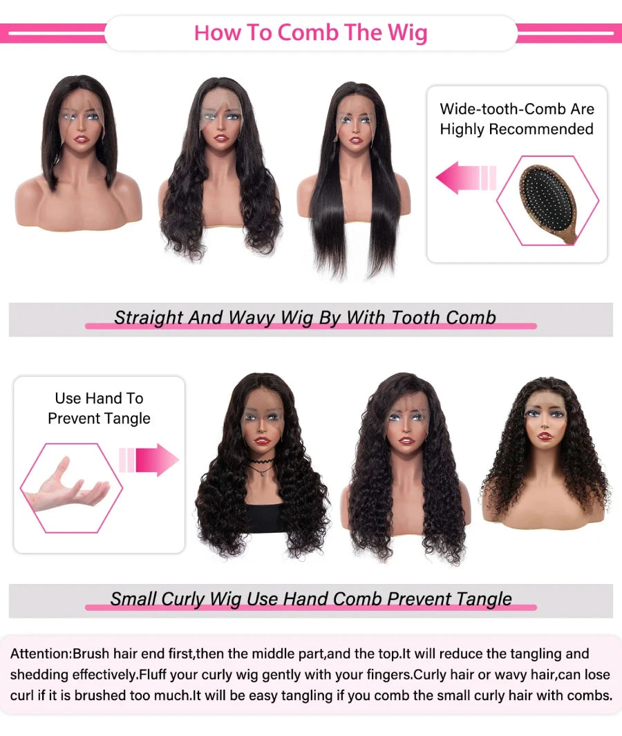 180% Density Brazilian Lace Front Wig | HD 13x4 Bleached Knots Pre-Plucked Transparent Lace Frontal