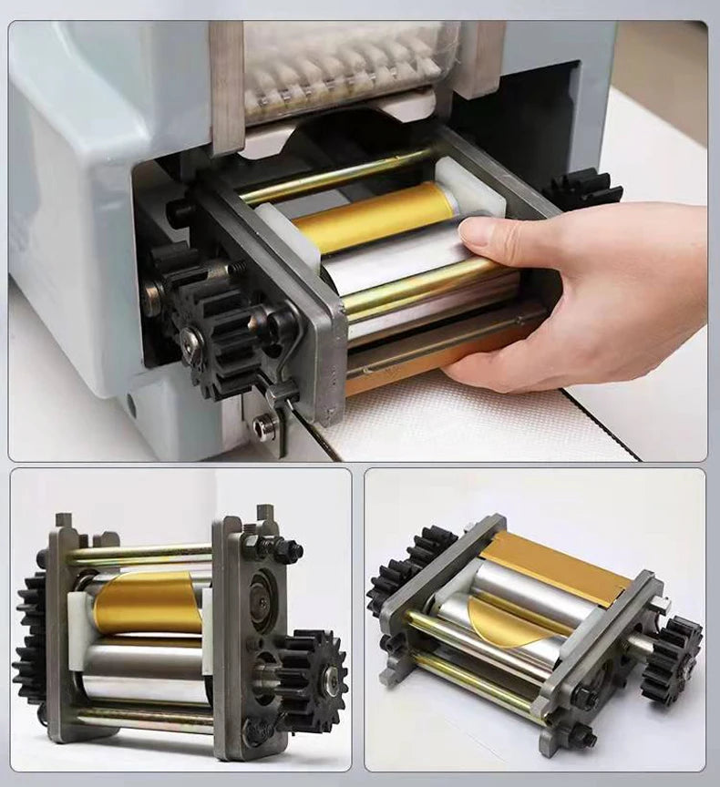 Electric Dumpling Wrapper Machine – 110V/220V, Round & Square Wonton Skin Maker, Rolling Press & Pasta Slicer, Commercial