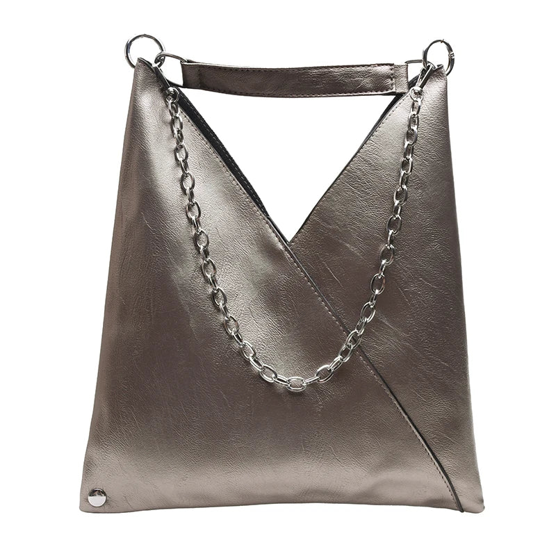 Luxury PU Leather Tote Bag – Large Capacity Chain Shoulder Bag for Women
