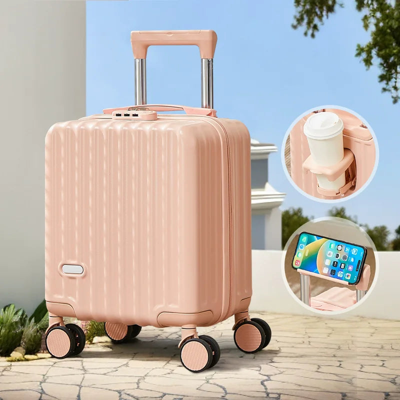 14-Inch Boarding Luggage – Cup Holder & Phone Holder