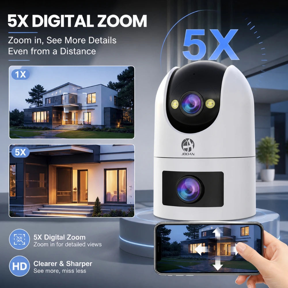 JOOAN Dual-Lens Wi-Fi Security Camera with Motion Alerts