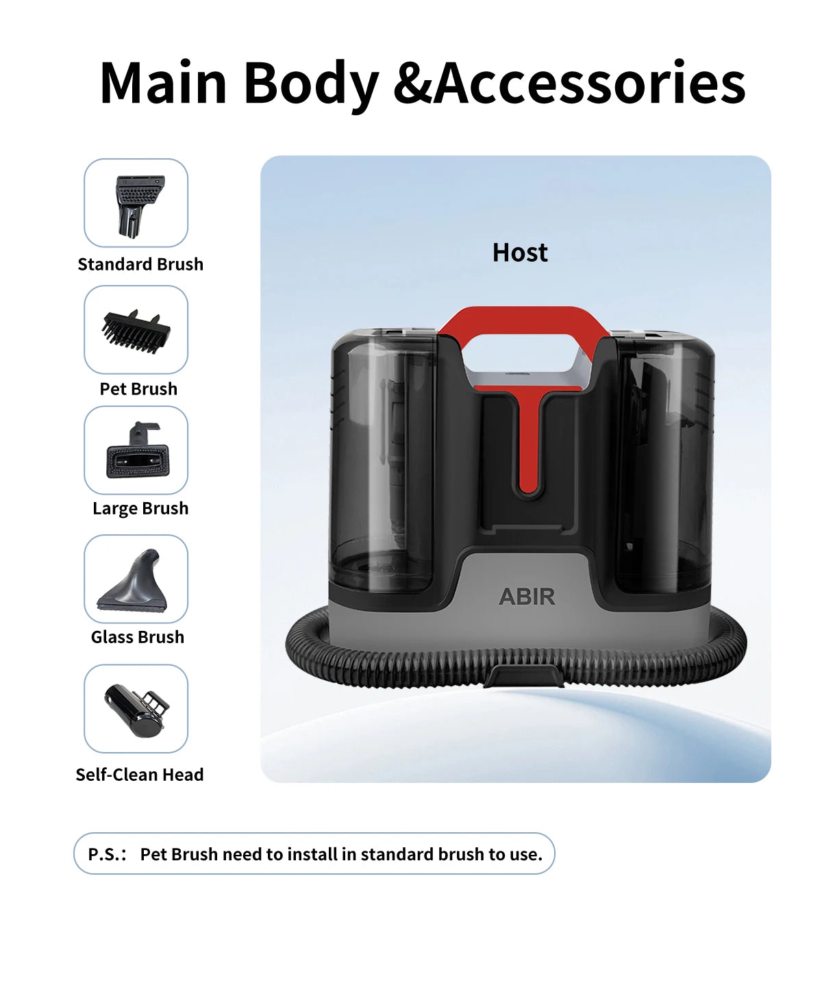 ABIR G80 Handheld Carpet Cleaner — 150000Pa Wet & Dry Vacuum for Home, Sofa, Window, Car, Pet & Upholstery Spot Cleaning