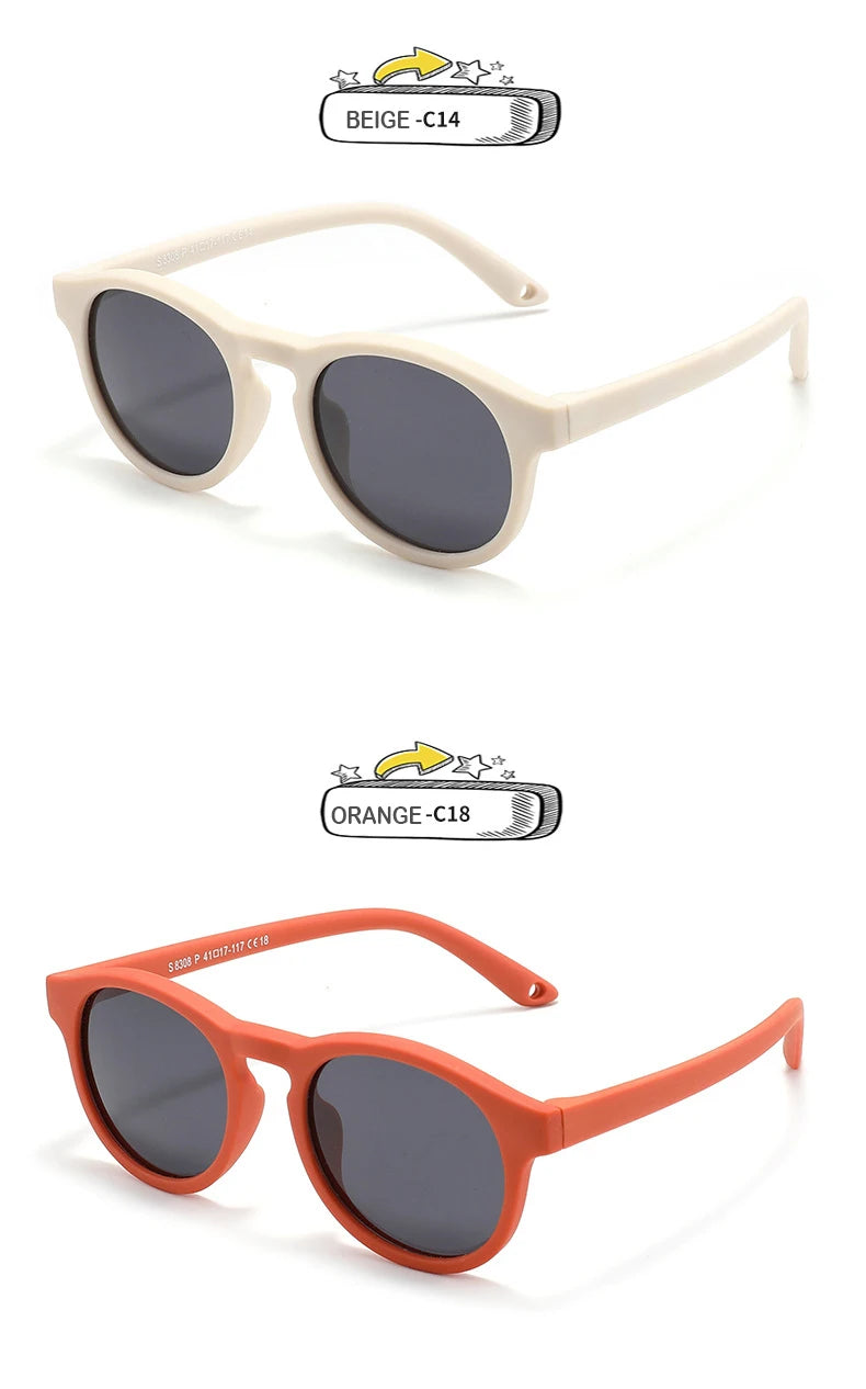 WarBlade Kids Round Polarized Sunglasses | Silicone Flexible Safety UV400 Baby Eyewear 0-3 Years