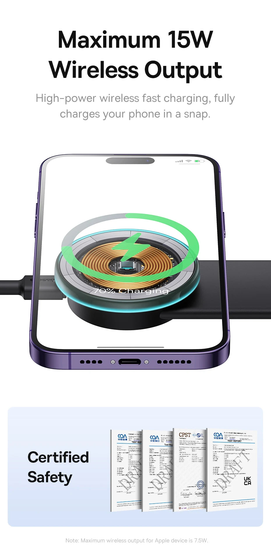 Baseus 15W Magnetic Wireless Car Charger Phone Holder – MagSafe Mount for iPhone 13–17